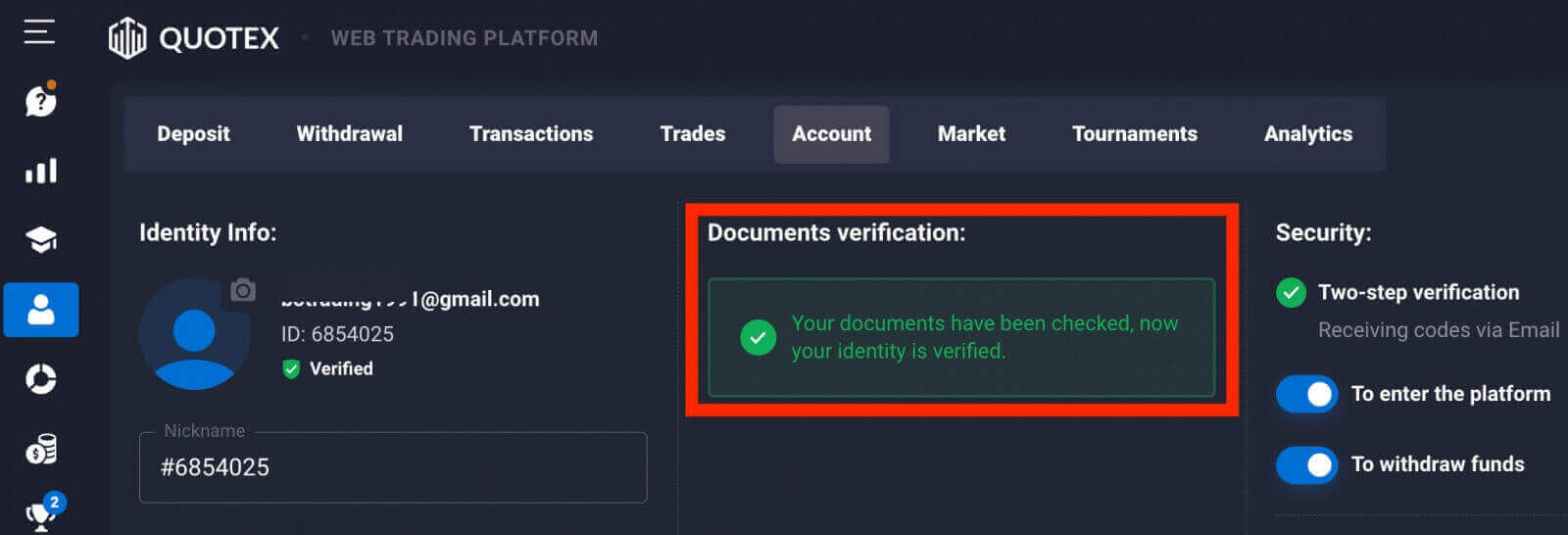 Come accedere e verificare l'account in Quotex Come accedere e verificare l'account in Quotex