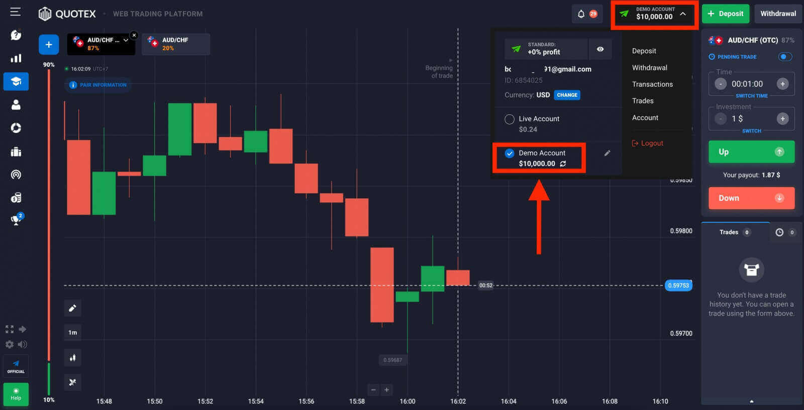 Come accedere e verificare l'account in Quotex Come accedere e verificare l'account in Quotex